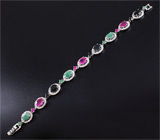 Роскошный комплект с рубинами, темно-синими сапфирами и изумрудами Серебро 925