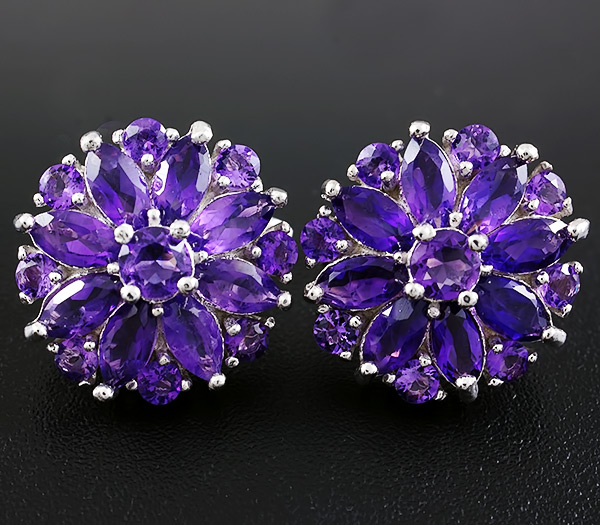 Превосходные серьги с аметистами