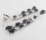 Великолепные длинные серьги с иолитами Серебро 925