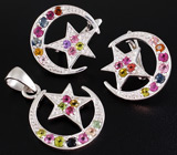 Прелестный комплект с разноцветными турмалинами Серебро 925