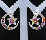 Прелестный комплект с разноцветными турмалинами Серебро 925