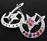 Прелестный комплект с разноцветными турмалинами Серебро 925