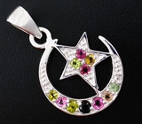 Прелестный комплект с разноцветными турмалинами Серебро 925