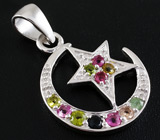 Прелестный комплект с разноцветными турмалинами Серебро 925