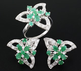 Замечательный комплект с изумрудами Серебро 925
