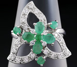 Замечательный комплект с изумрудами Серебро 925
