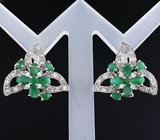 Замечательный комплект с изумрудами Серебро 925