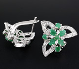 Замечательный комплект с изумрудами Серебро 925