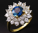 Замечательное кольцо с топазом и бесцветными цирконами Серебро 925