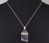 Кулон со слайсом друзы флюорита и аметистами Серебро 925