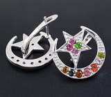 Прелестный комплект с разноцветными турмалинами Серебро 925