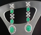 Элегантные серьги с изумрудами Серебро 925