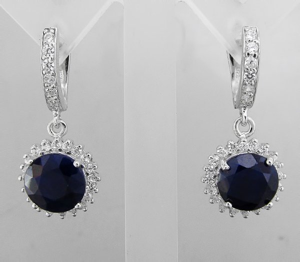Серьги с насыщенно-синими сапфирами