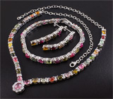 Комплект с кабошонами разноцветных турмалинов Серебро 925