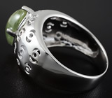 Стильное кольцо с кабошоном зеленого сапфира Серебро 925