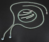 Комплект с зелеными агатами и топазами Серебро 925