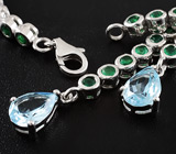 Комплект с зелеными агатами и топазами Серебро 925