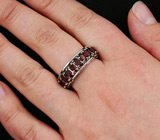 Стильное кольцо с гранатами Серебро 925