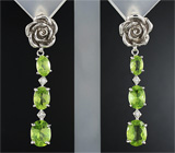 Замечательные серьги с перидотами Серебро 925