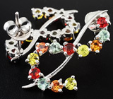 Серьги с разноцветными сапфирами Серебро 925