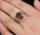 Кольцо с золотистым цитрином Серебро 925