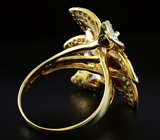 Оригинальное кольцо с цитринами и гранатами Серебро 925