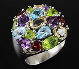 Праздничное кольцо с самоцветами Серебро 925