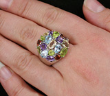 Праздничное кольцо с самоцветами Серебро 925