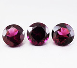 Набор из трех родолитов 7,27 карат 