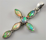 Кулон-крест с эфиопскими опалами Серебро 925