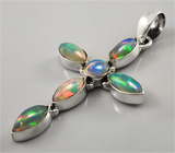 Кулон-крест с эфиопскими опалами Серебро 925