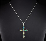 Кулон-крест с эфиопскими опалами Серебро 925