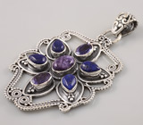 Кулон с чароитом, иолитами и лазуритом Серебро 925