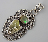 Кулон с эфиопским опалом и молдавитом Серебро 925