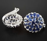 Замечательные cерьги с синими сапфирами Серебро 925