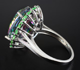 Кольцо с мистическим кварцем и цаворитами гранатами Серебро 925