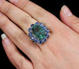 Кольцо с флюоритом и сапфирами Серебро 925