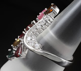 Изысканное кольцо с разноцветными турмалинами Серебро 925