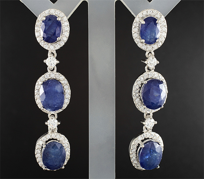 Серьги с синими сапфирами