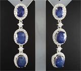 Серьги с синими сапфирами Серебро 925