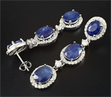 Серьги с синими сапфирами Серебро 925