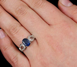 Элегантное кольцо с синим сапфиром Серебро 925