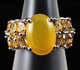 Кольцо с мексиканским желтым опалом и цитринами Серебро 925