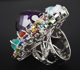 Потрясающее КРУПНОЕ кольцо с самоцветами! Ручная работа Серебро 925