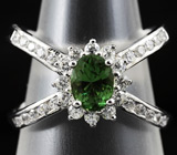 Оригинальное кольцо с зеленым турмалином Серебро 925