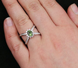 Оригинальное кольцо с зеленым турмалином Серебро 925