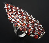 Превосходное крупное кольцо с гранатами Серебро 925