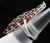 Превосходное крупное кольцо с гранатами Серебро 925