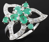 Прелестное кольцо с изумрудами Серебро 925