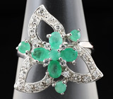 Прелестное кольцо с изумрудами Серебро 925